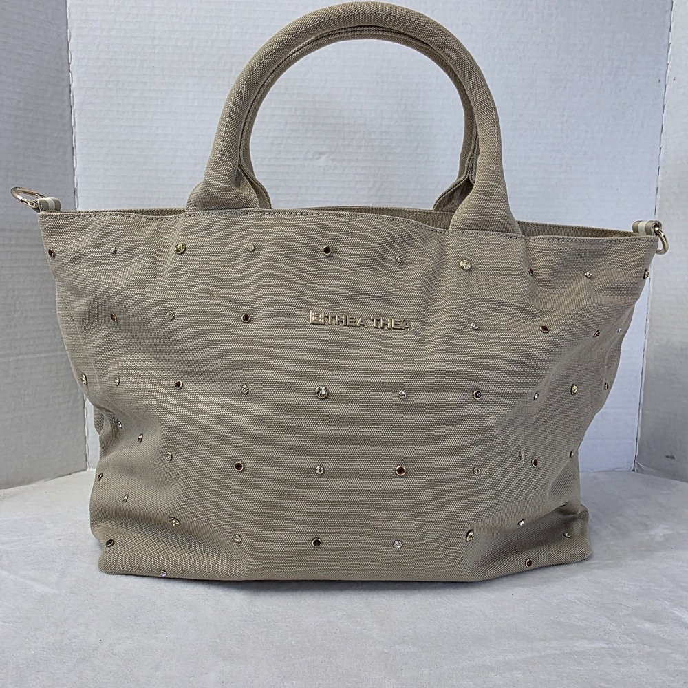 Thea Thea Diaper Bag Tan Canvas Gemstone Bedazzled